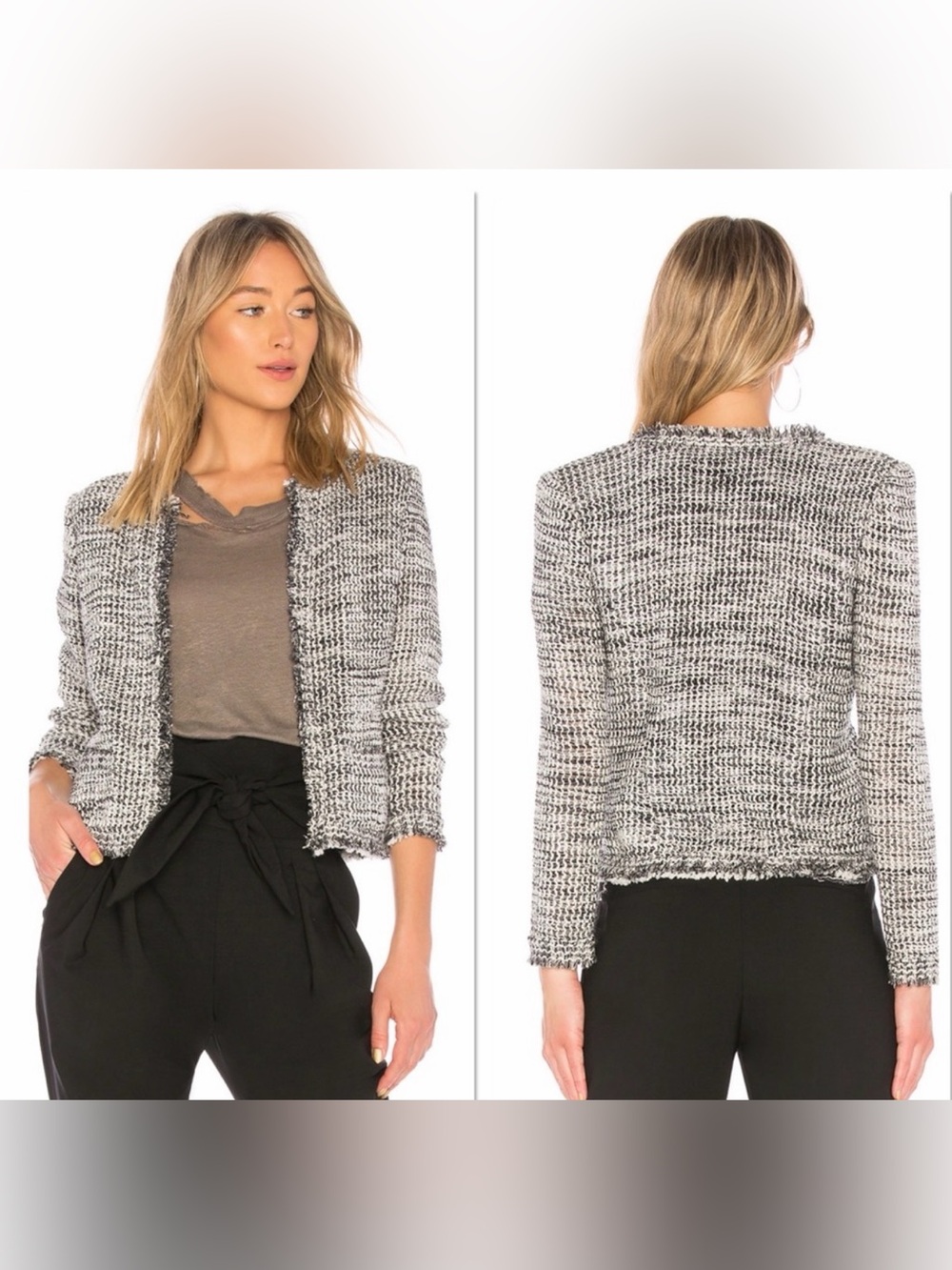 IRO Unplug Grey Metallic OpenFront Tweed Jacket 40 US 8